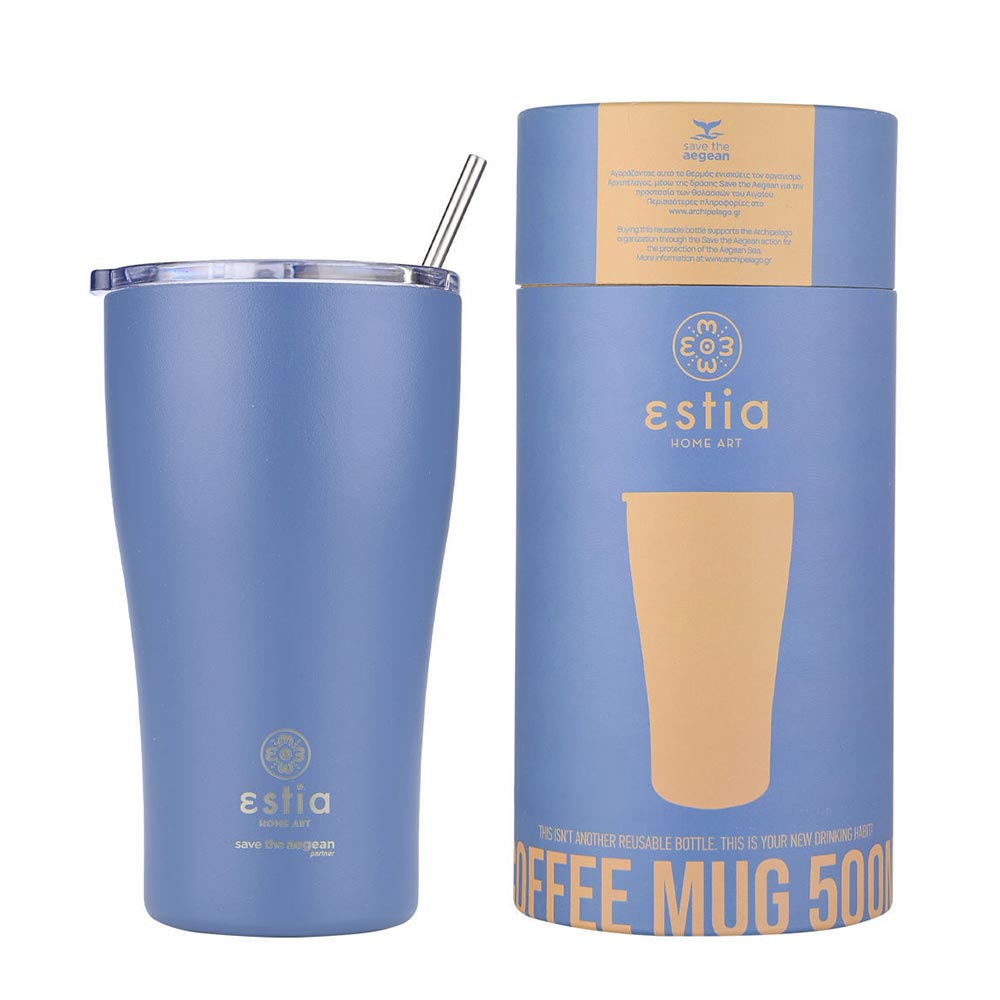 Ποτήρι Θερμός Ανοξείδωτο Coffee Mug Save The Aegean	- Denim Blue 500ml 23188 Estia - 1