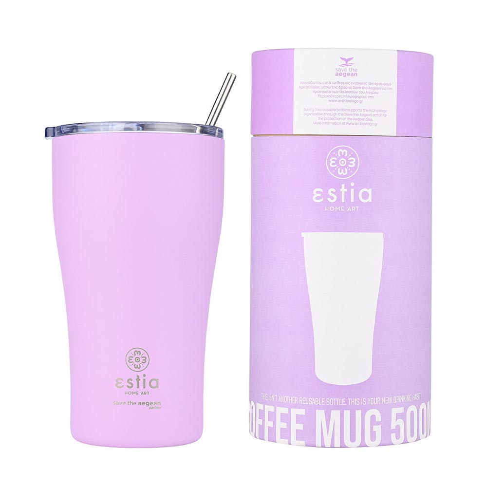 Ποτήρι Θερμός Ανοξείδωτο Coffee Mug Save The Aegean	- Lavender Purple 500ml 23195 Estia - 1