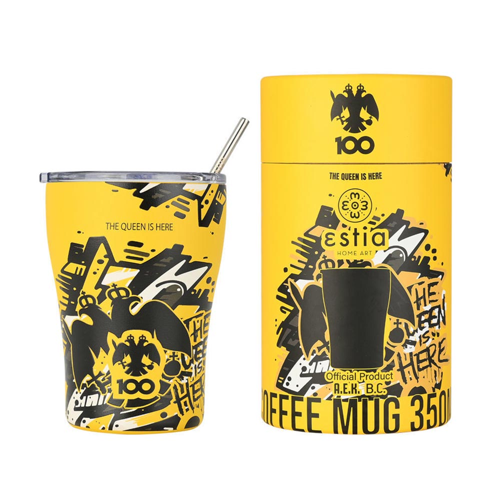 Ποτήρι Θερμός Ανοξείδωτο Coffee Mug AEK BC Edition - The Queen is Here 350ml 27261 Estia - 2