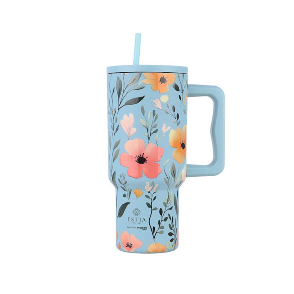 Ποτήρι Θερμός με Καλαμάκι Straw Tumbler XL - Sky Garden 900ml 32036 Estia - 100721