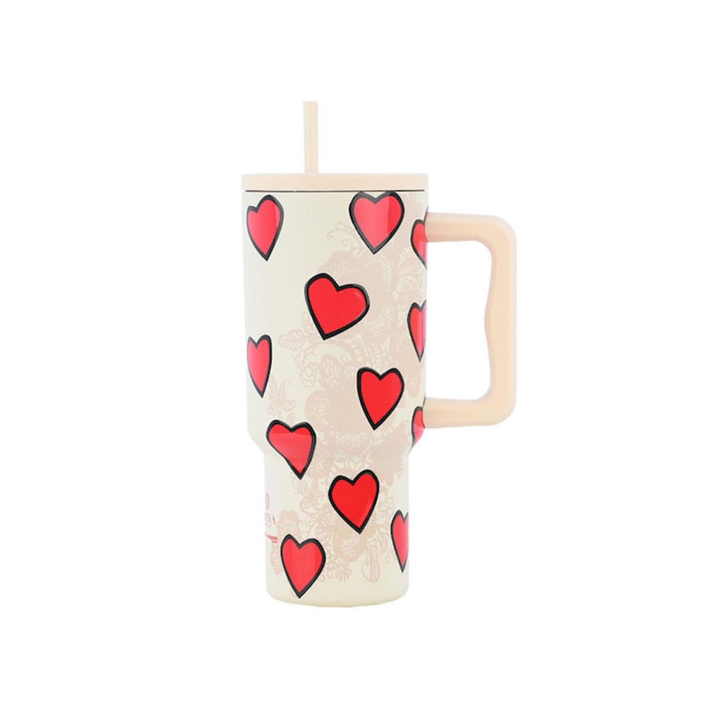 Ποτήρι Θερμός με Καλαμάκι Straw Tumbler XL - Tender Lace 900ml 32074 Estia - 99546