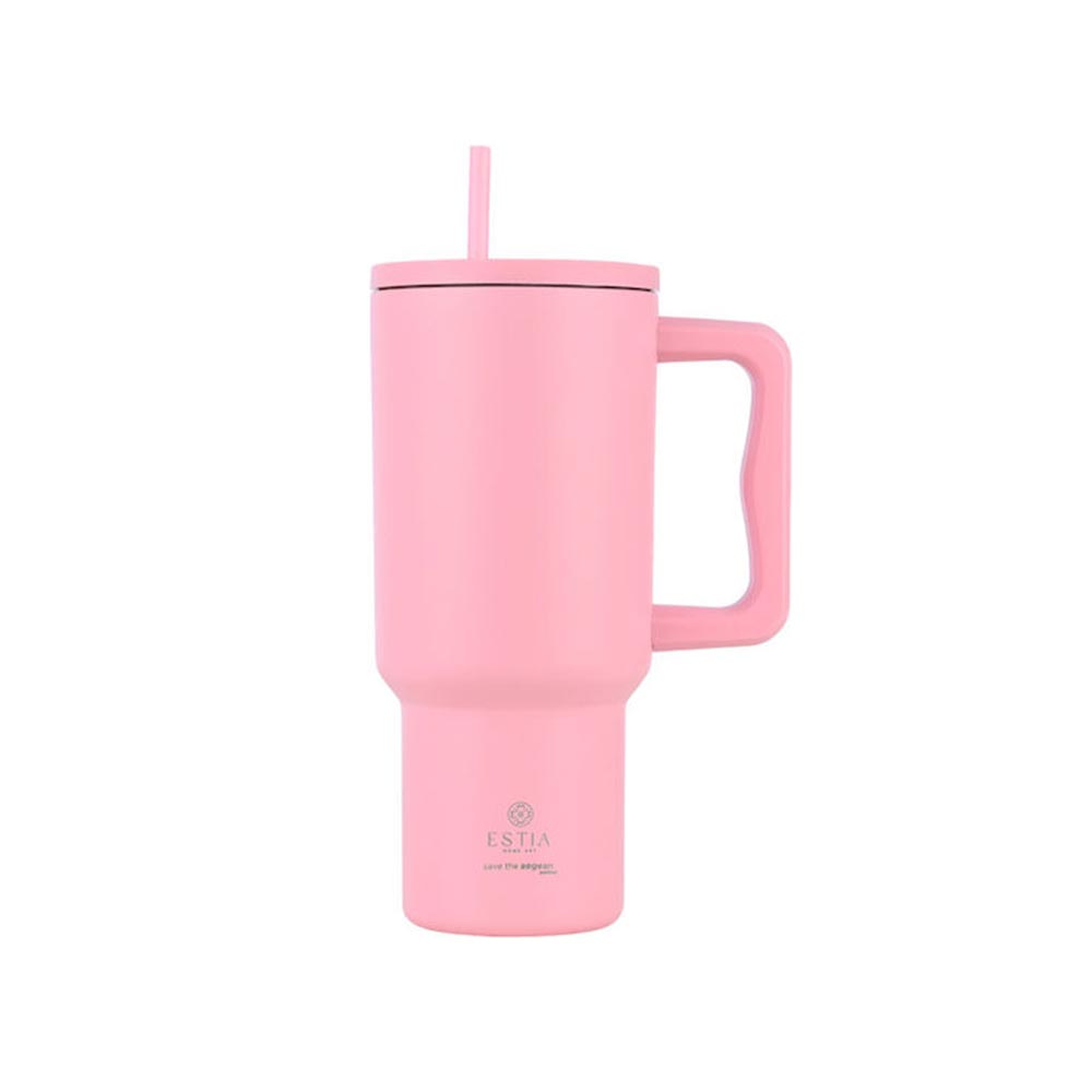 Ποτήρι Θερμός με Καλαμάκι Straw Tumbler XL - Blossom Rose 900ml 32142 Estia - 99548