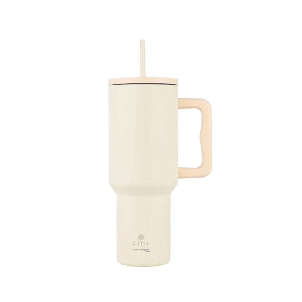 Ποτήρι Θερμός με Καλαμάκι Straw Tumbler XL - Lilly White 1200ml 32197 Estia - 100760