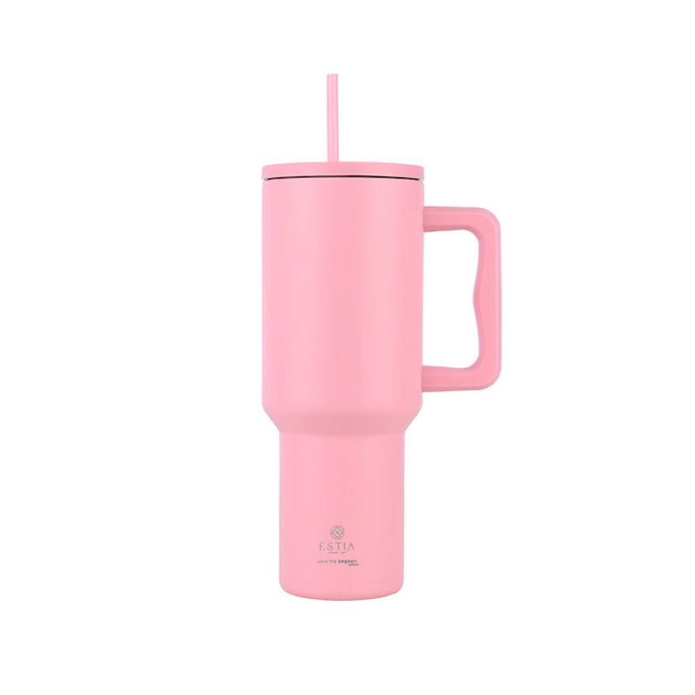 Ποτήρι Θερμός με Καλαμάκι Straw Tumbler XL - Blossom Rose 1200ml 32210 Estia - 100752
