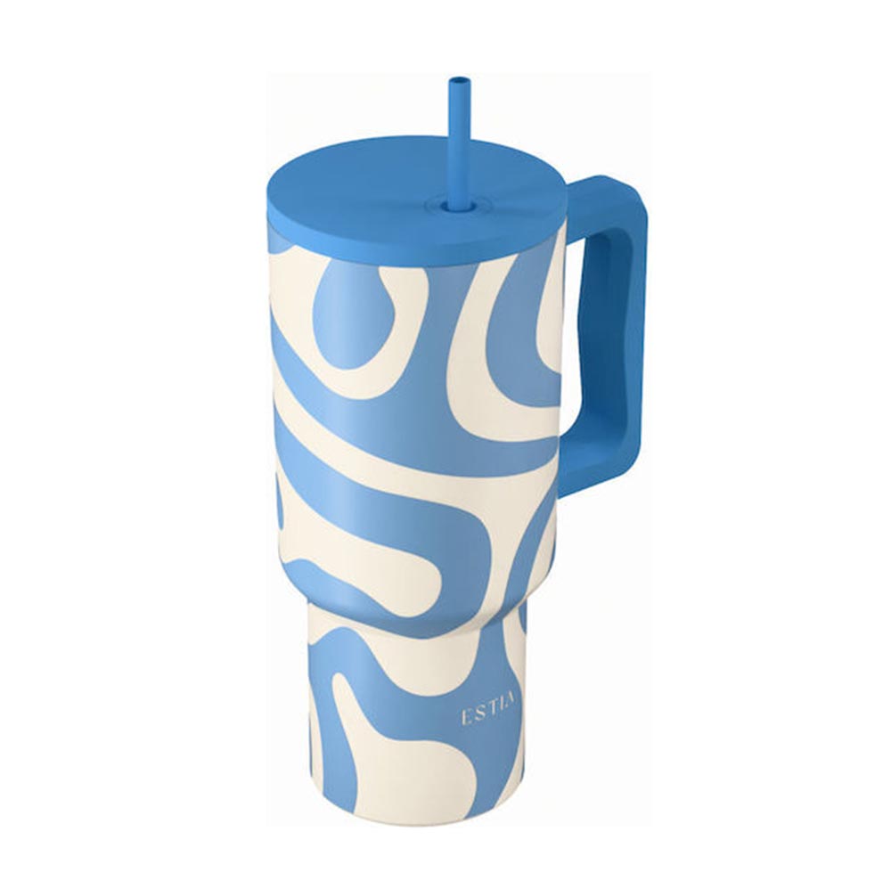 Ποτήρι Θερμός με Καλαμάκι Save The Aegean Straw Tumbler XL Ocean Wacves 900ml 41571 Estia - 1