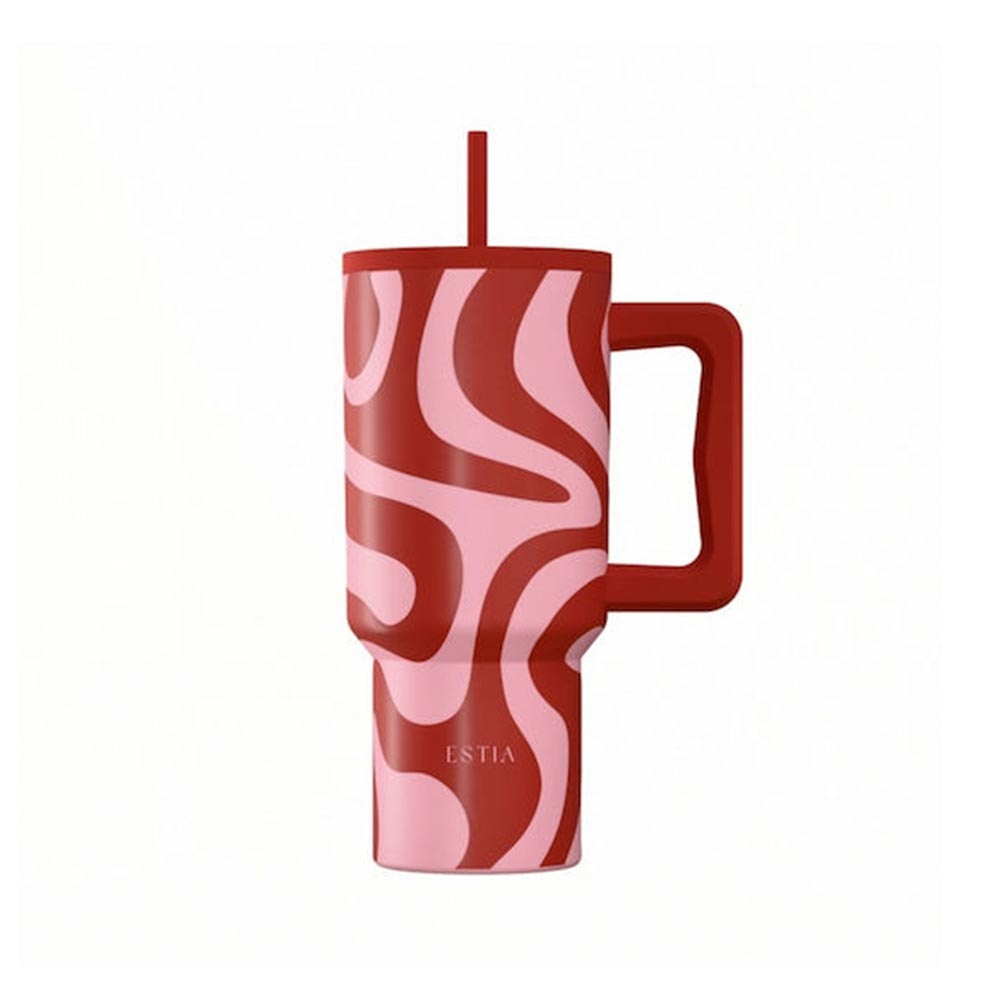Ποτήρι Θερμός με Καλαμάκι Save The Aegean Straw Tumbler XL Coral Waves 900ml 41588 Estia - 124334