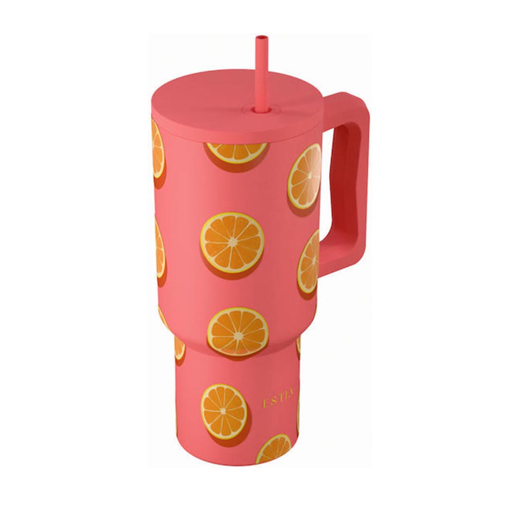 Ποτήρι Θερμός με Καλαμάκι Save The Aegean Straw Tumbler XL Orange Pop 900ml 41595 Estia - 1