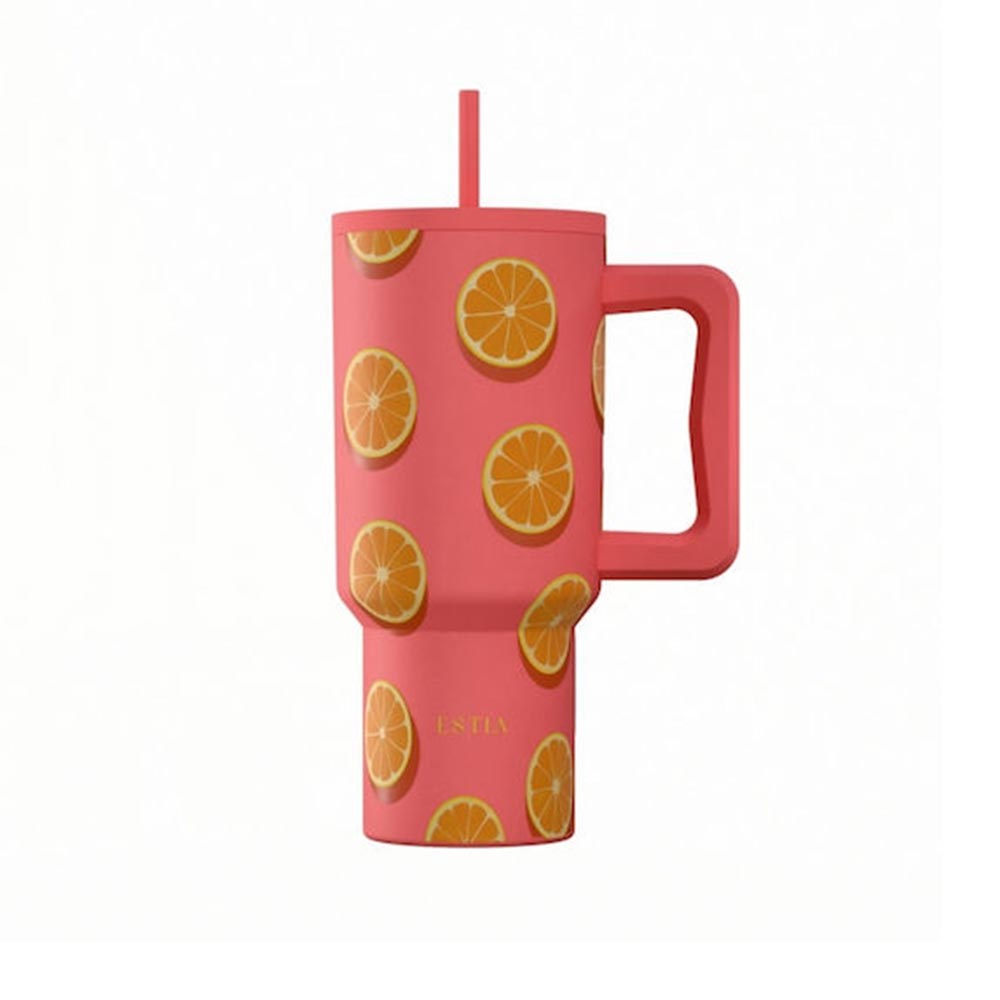 Ποτήρι Θερμός με Καλαμάκι Save The Aegean Straw Tumbler XL Orange Pop 900ml 41595 Estia - 124350