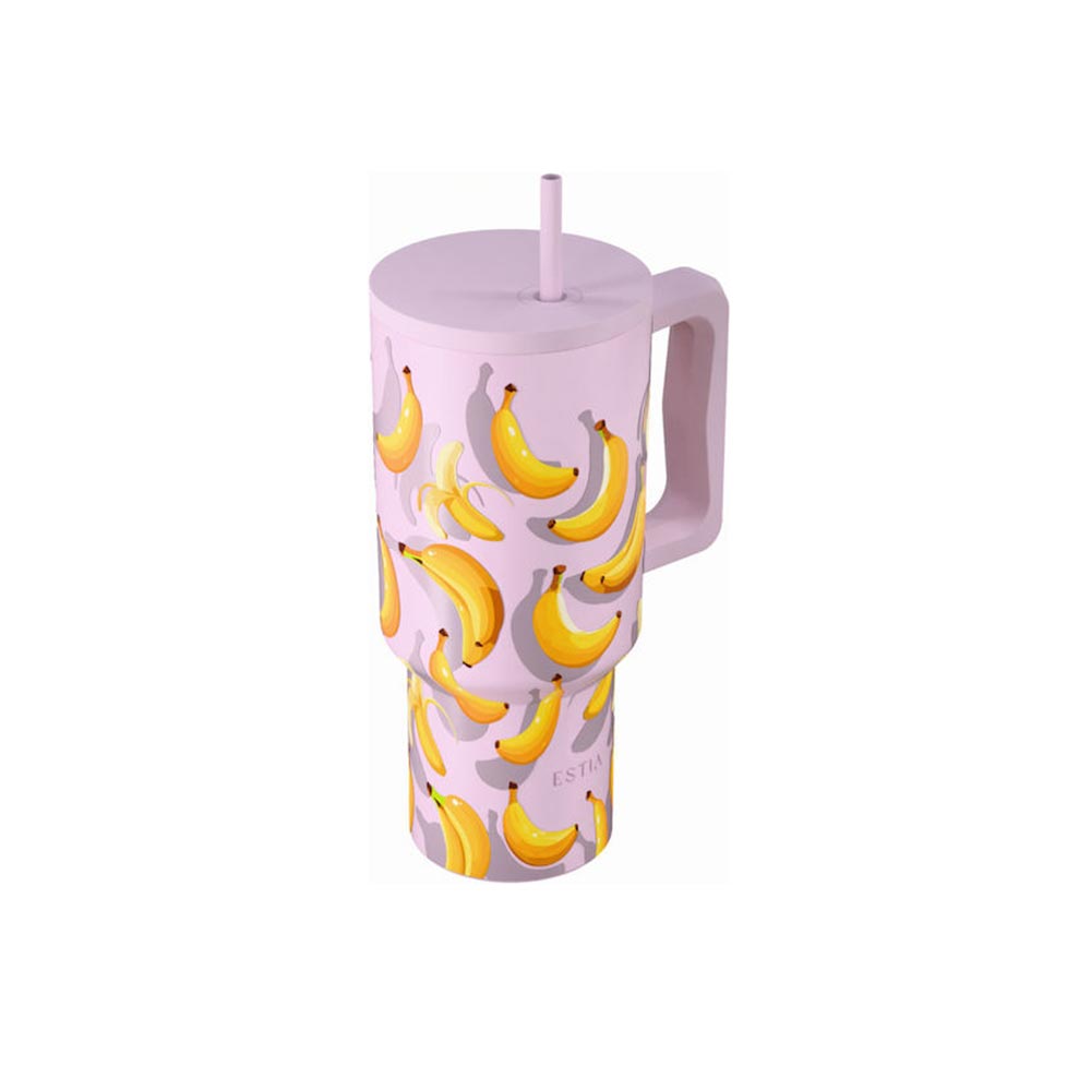 Ποτήρι Θερμός με Καλαμάκι Save The Aegean Straw Tumbler XL Banana Mood 900ml 41601 Estia - 1