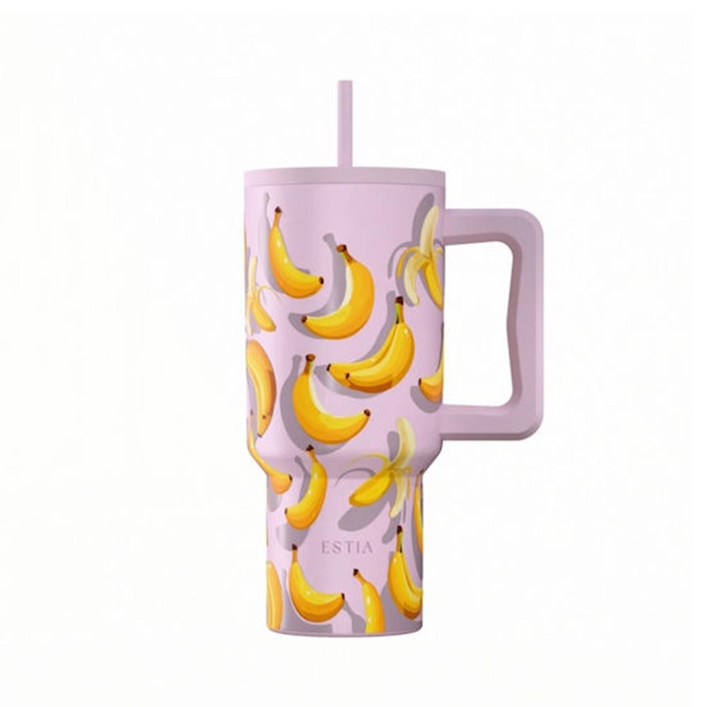Ποτήρι Θερμός με Καλαμάκι Save The Aegean Straw Tumbler XL Banana Mood 900ml 41601 Estia - 124322