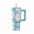 Ποτήρι Θερμός με Καλαμάκι Save The Aegean Straw Tumbler XL Blue Daisy 900ml 41618 Estia - 0