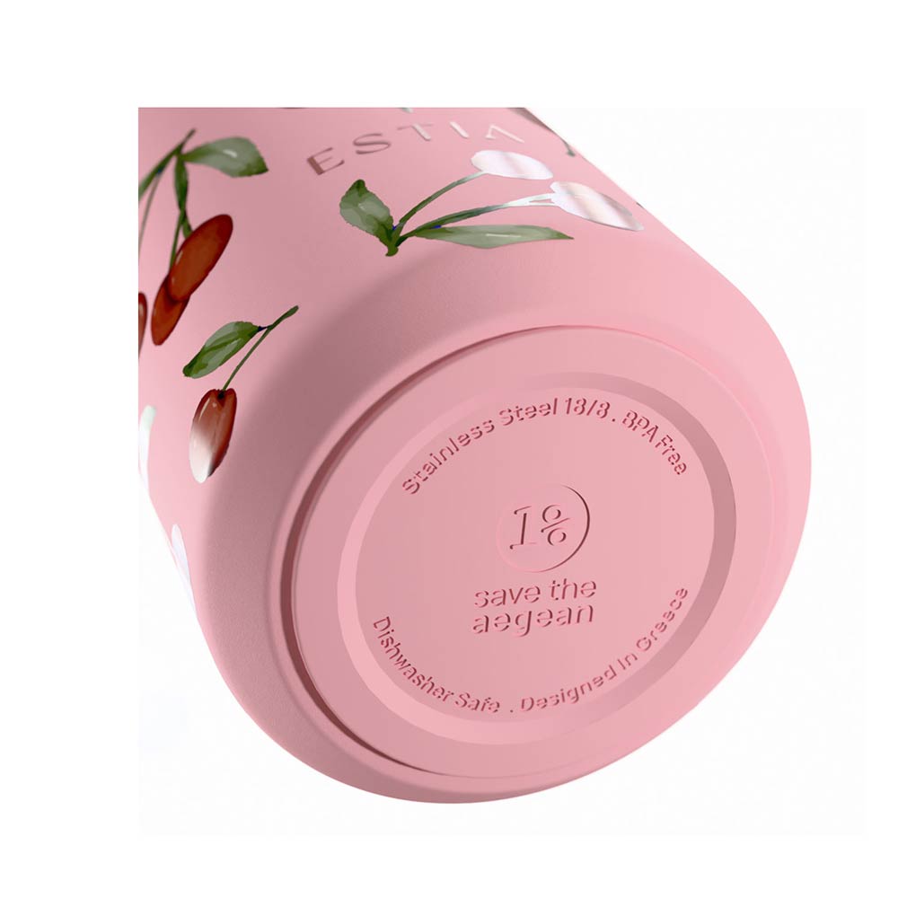 Ανοξείδωτο Μπουκάλι Θερμός Flow Save the Aegean Cherry Rose 500ml 41991 Estia - 2