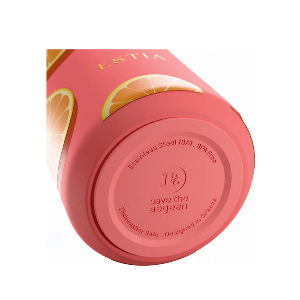 Ανοξείδωτο Μπουκάλι Θερμός Flow Save the Aegean Orange Pop 500ml 42165 Estia - 2