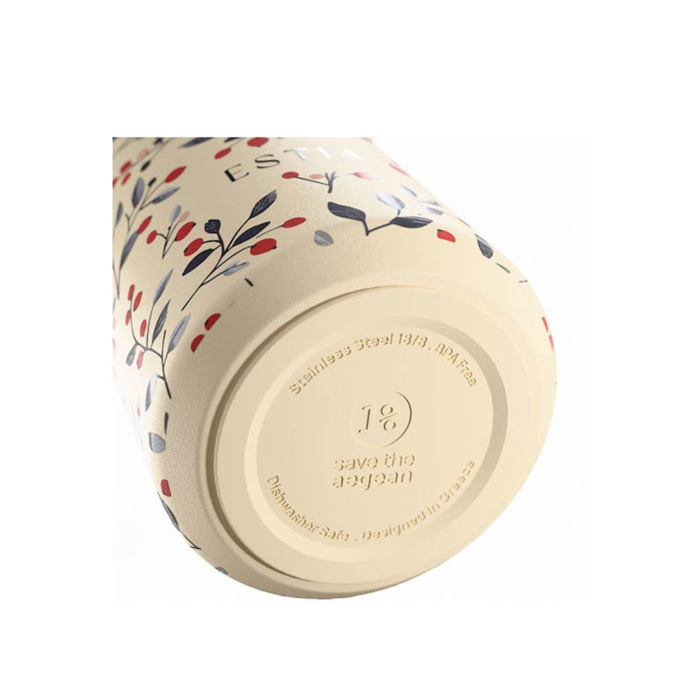 Ανοξείδωτο Μπουκάλι Θερμός Pulse Save the Aegean Bloom Beige 500ml 42462 Estia - 3