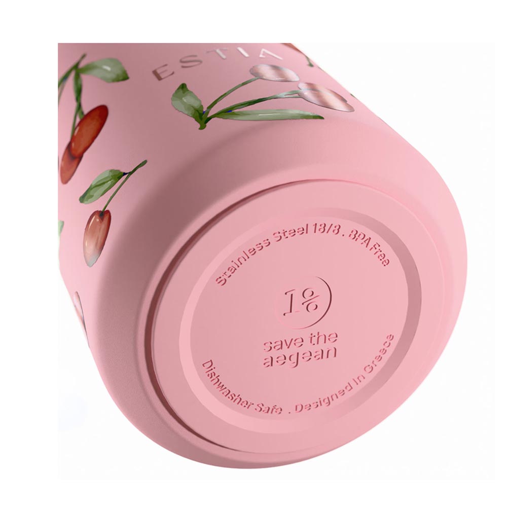 Ανοξείδωτο Ποτήρι Θερμός Save The Aegean Lens Cherry Rose 360ml 42882 Estia - 1