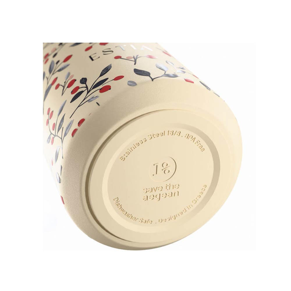 Ανοξείδωτο Ποτήρι Θερμός Save The Aegean Lens Bloom Beige 360ml 42912 Estia - 1