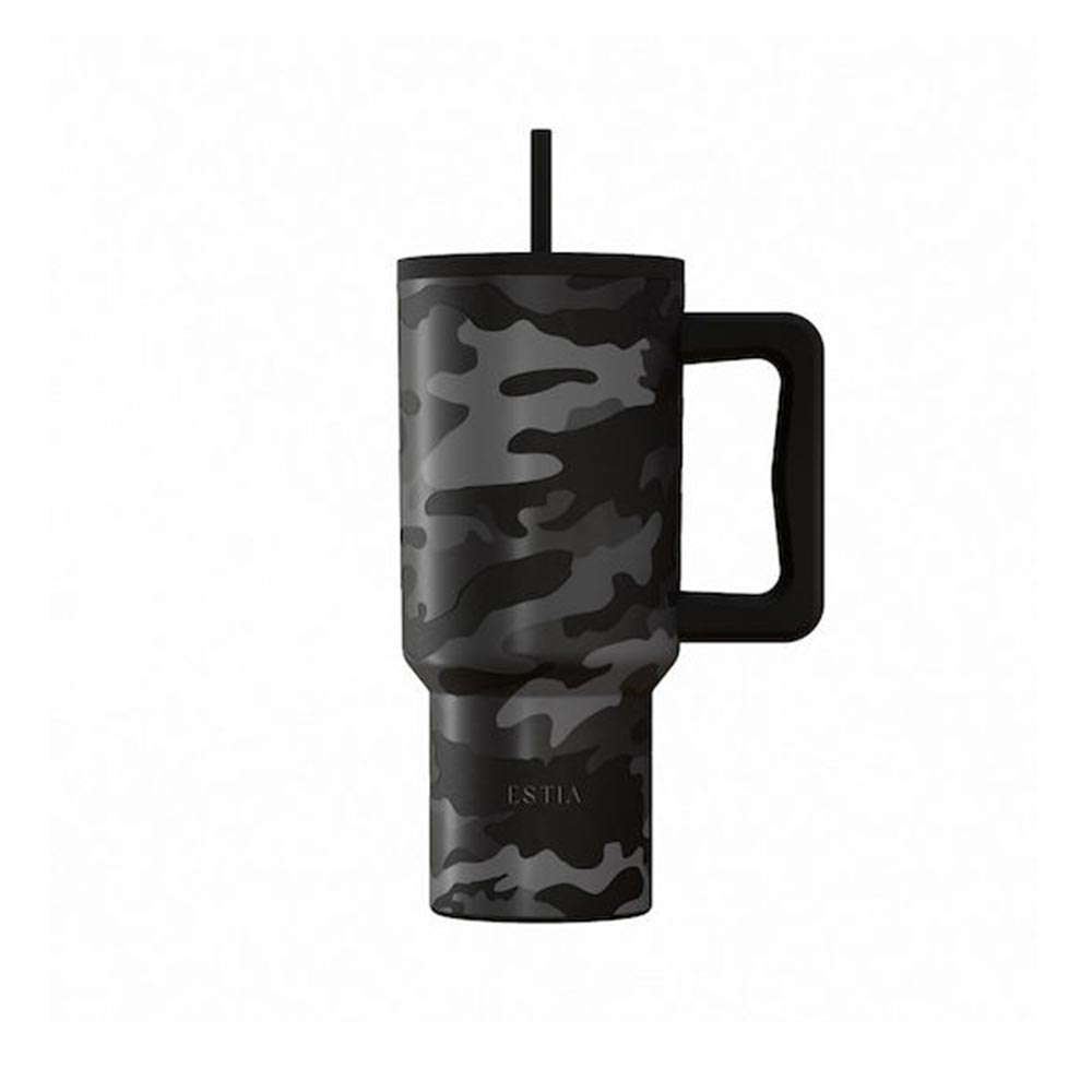 Ποτήρι Θερμός με Καλαμάκι Save The Aegean Straw Tumbler XL Dark Camo 900ml 46163 Estia - 1