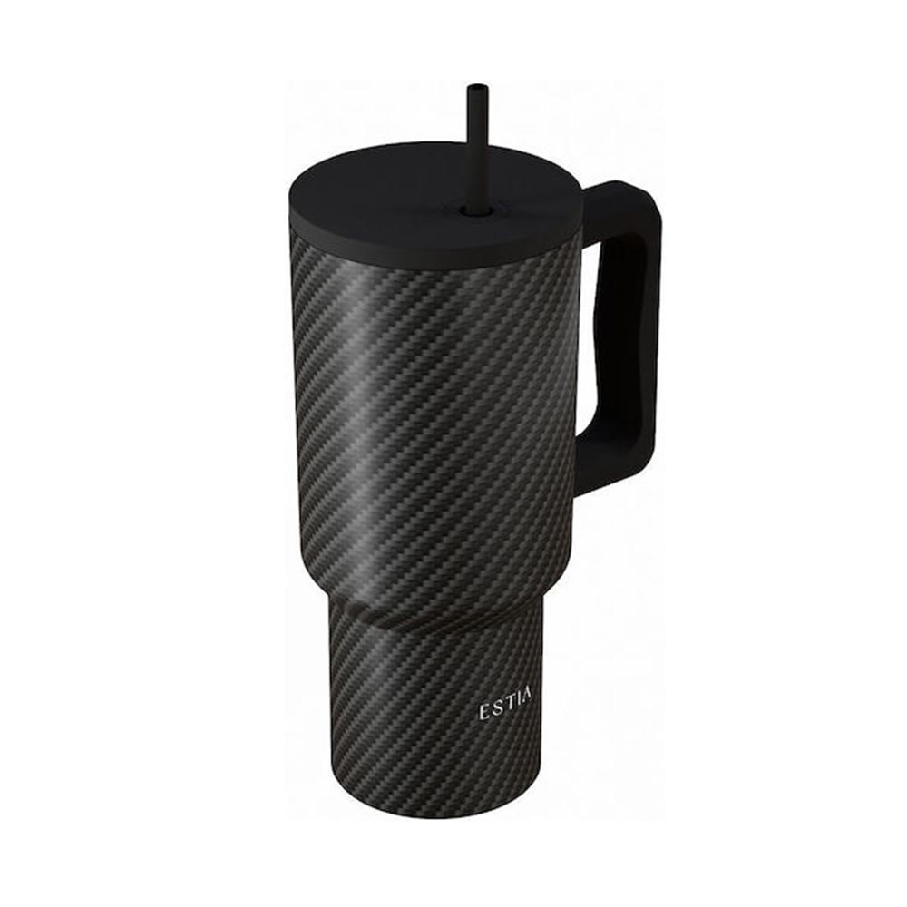 Ποτήρι Θερμός με Καλαμάκι Save The Aegean Straw Tumbler XL Carbon Fibre 900ml 46170 Estia - 1