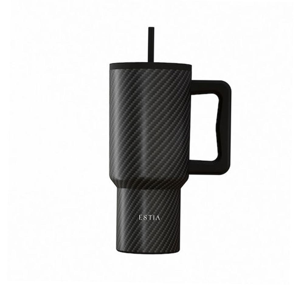 Ποτήρι Θερμός με Καλαμάκι Save The Aegean Straw Tumbler XL Carbon Fibre 900ml 46170 Estia - 124330