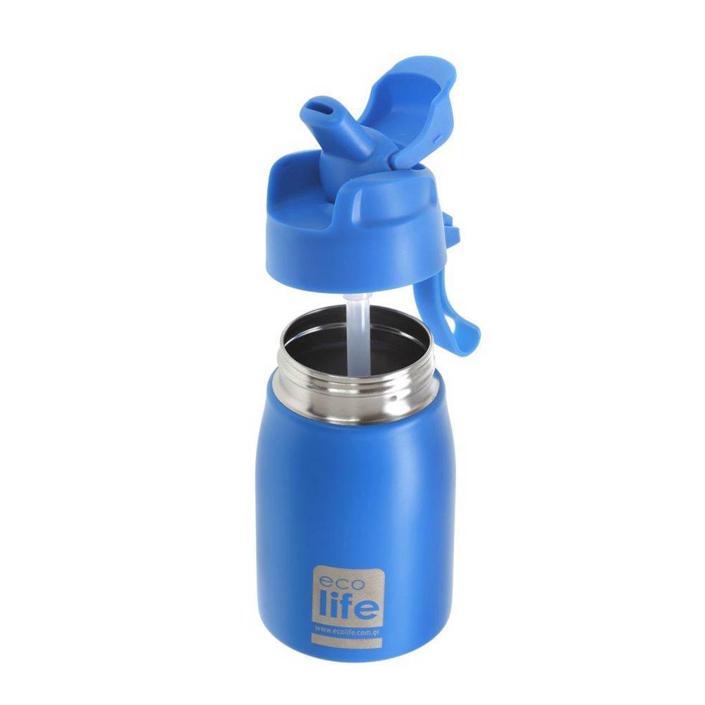 Ανοξείδωτο Παγούρι Με Καλαμάκι Μπλε 400ml 33-BO-1998 Ecolife - 2