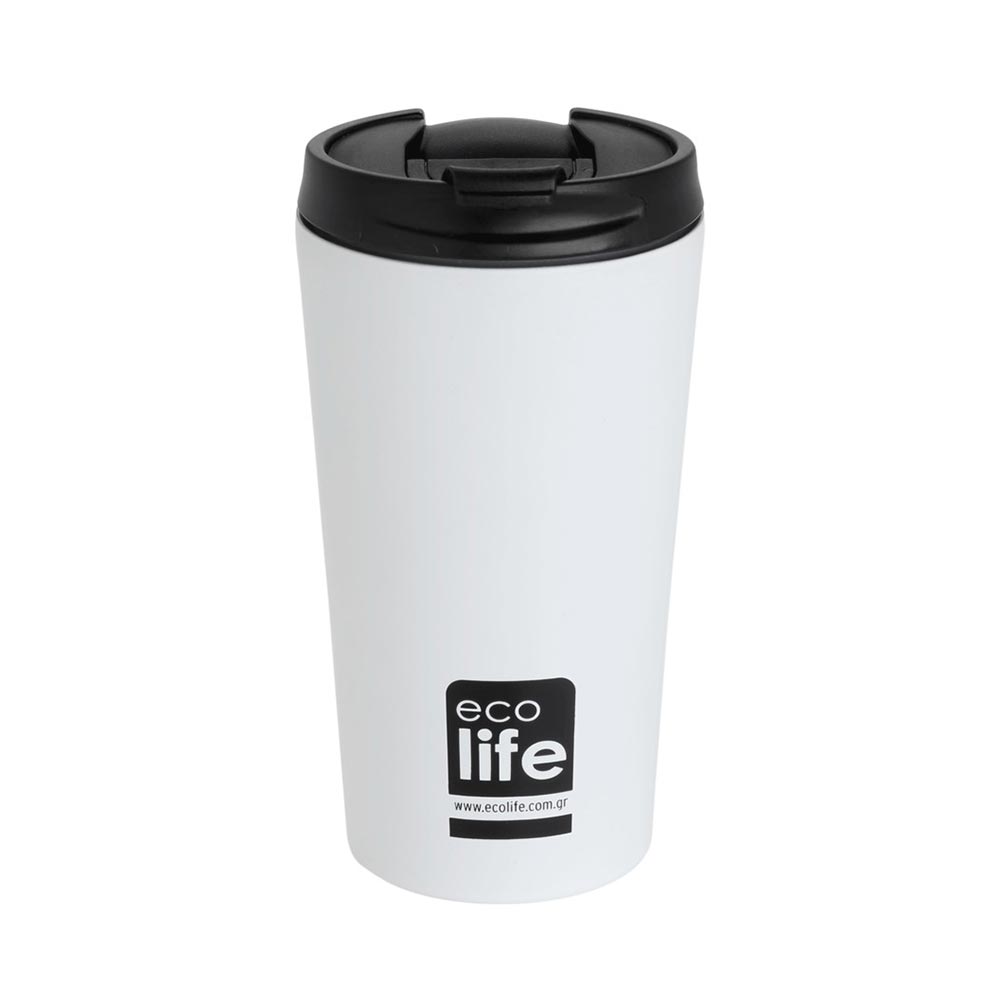 Θερμός Ανοξείδωτος Coffee Cup White 370ml 33-BO-4103 Ecolife - 0