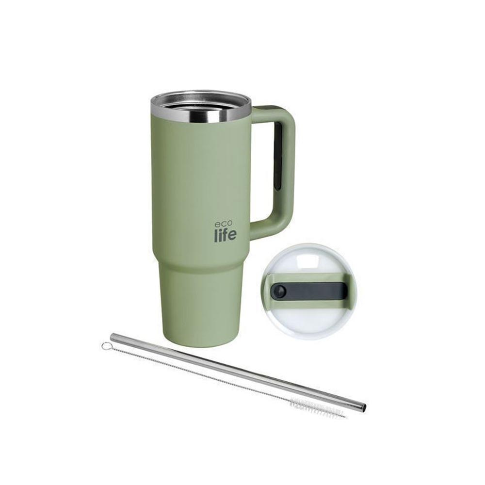 Ανοξείδωτο Ποτήρι Θερμός με Καλαμάκι Bay Leaf 900ml - 33-BO-5013 Ecolife - 1