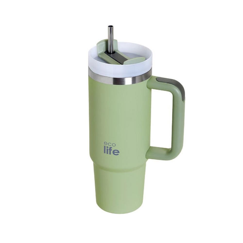 Ανοξείδωτο Ποτήρι Θερμός με Καλαμάκι Bay Leaf 900ml - 33-BO-5013 Ecolife - 98851