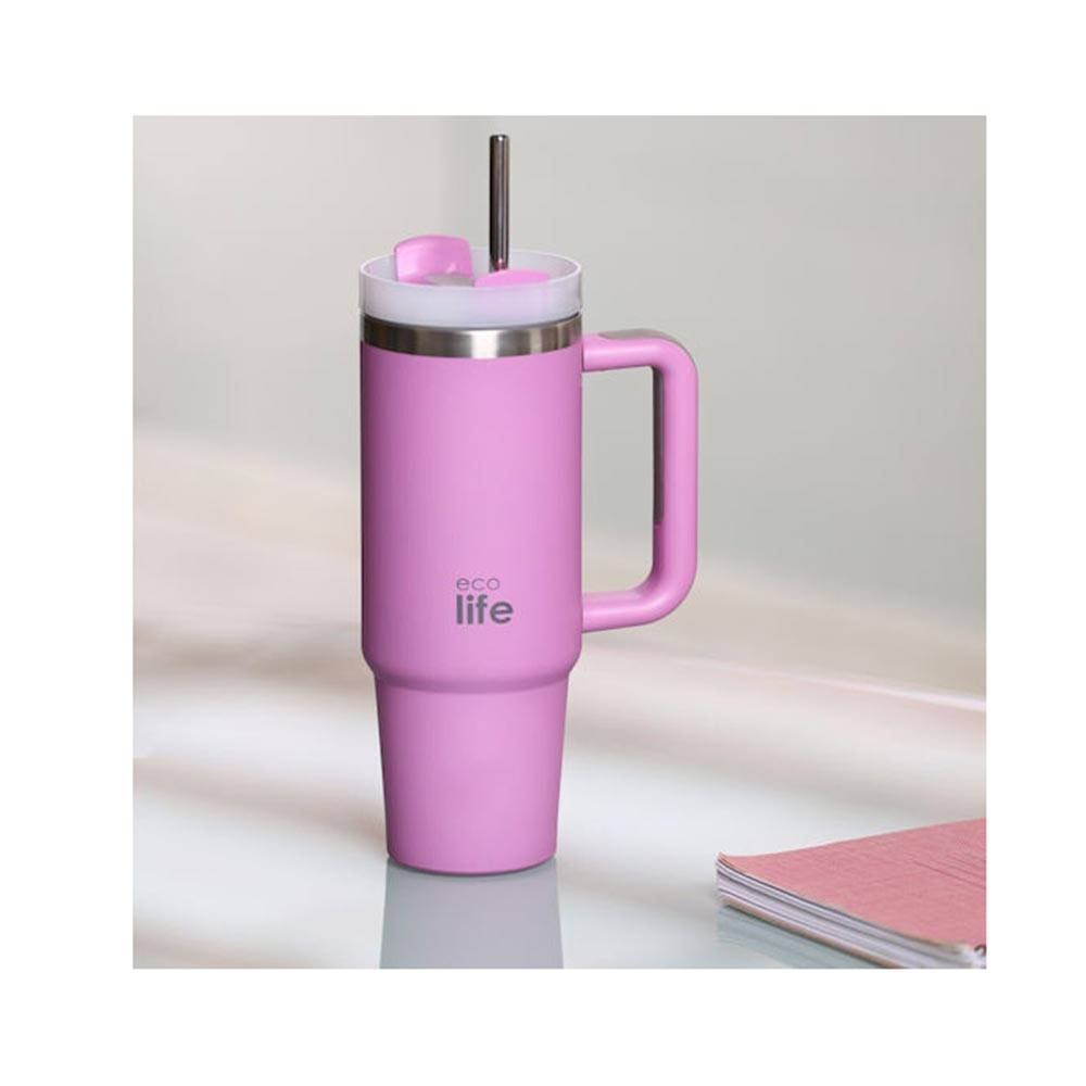 Ανοξείδωτο Ποτήρι Θερμός με Καλαμάκι Iris 900ml - 33-BO-5015 Ecolife - 1