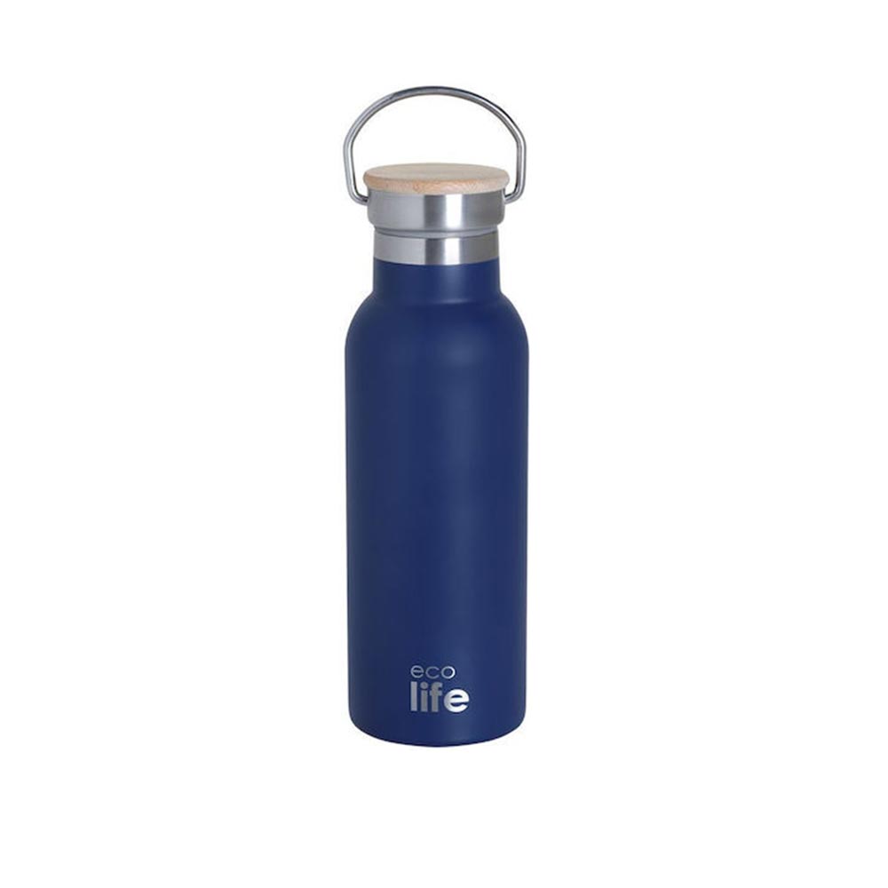 Θερμός Μεταλλικό Ανοξείδωτο Indigo Blue Bamboo Lid  500ml 33-BO-3051 Ecolife - 98731