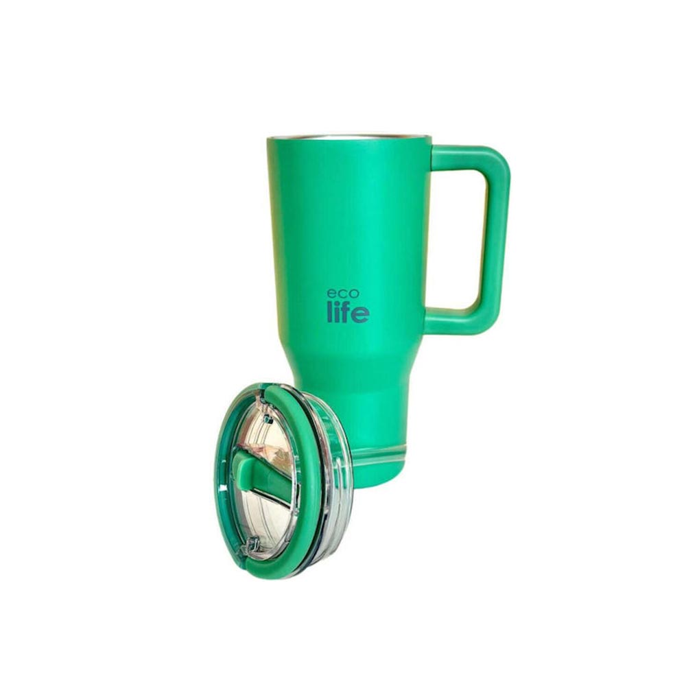 Ποτήρι Θερμός Tumbler με Διπλή Λαβή και Καλαμάκι 900ml - Green Tea 33-BO-7071 Ecolife - 3