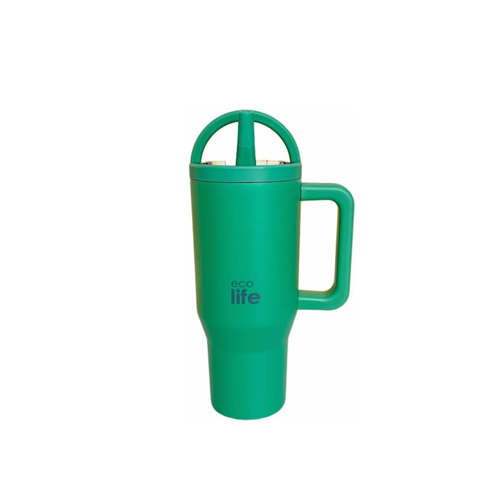 Ποτήρι Θερμός Tumbler με Διπλή Λαβή και Καλαμάκι 900ml - Green Tea 33-BO-7071 Ecolife - 105124