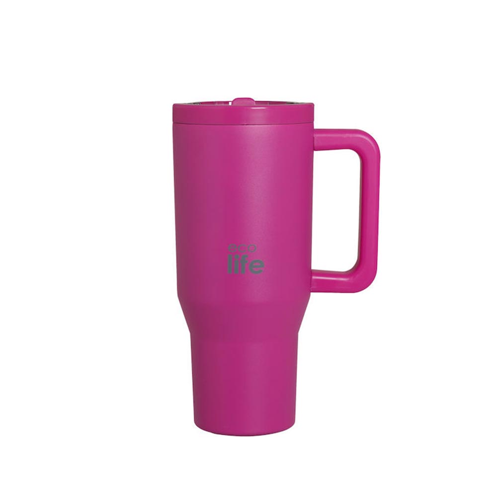 Ποτήρι Θερμός Tumbler με Διπλή Λαβή και Καλαμάκι 900ml - Neon Magenta 33-BO-7073 Ecolife - 2