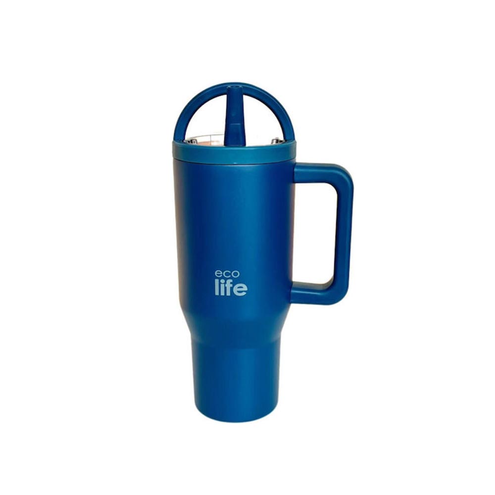 Ποτήρι Θερμός Tumbler με Διπλή Λαβή και Καλαμάκι 900ml - Blue Marine 33-BO-7074 Ecolife - 105138