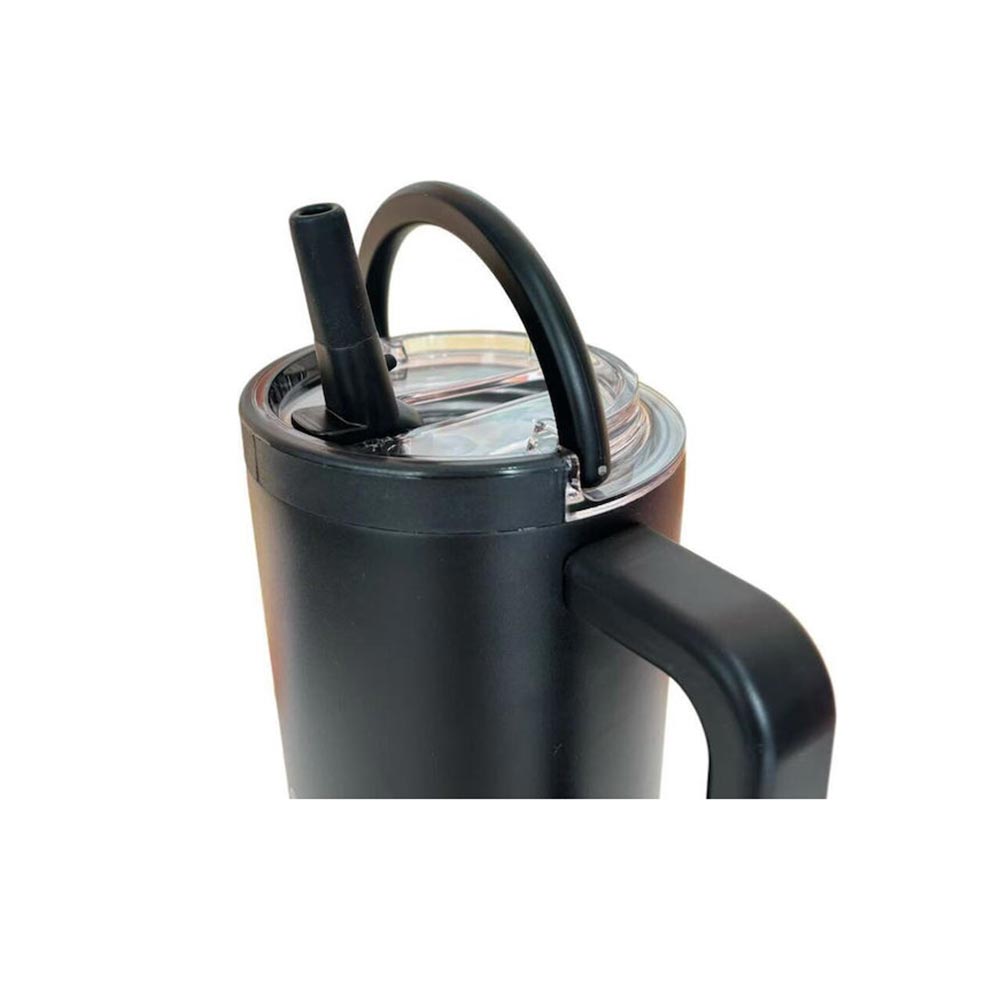 Ποτήρι Θερμός Tumbler με Διπλή Λαβή και Καλαμάκι 900ml - Rich Black 33-BO-7072 Ecolife - 1