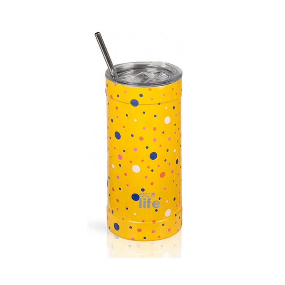 Ανοξείδωτο Ποτήρι Θερμός Dots in Yellow Coffee Thermos 500ml 33-BO-4184 Ecolife - 123109