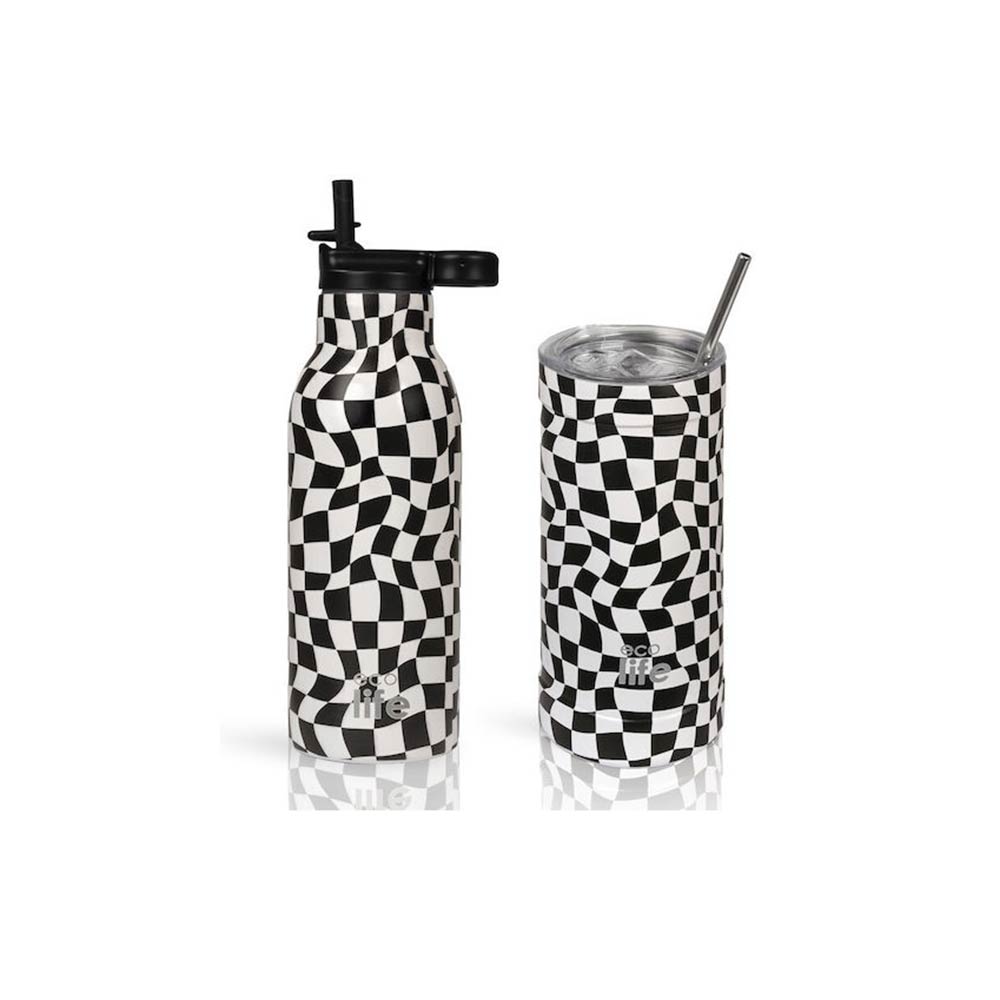 Ανοξείδωτο Ποτήρι Θερμός Black & White Coffee Thermos 500ml 33-BO-4185 Ecolife - 1