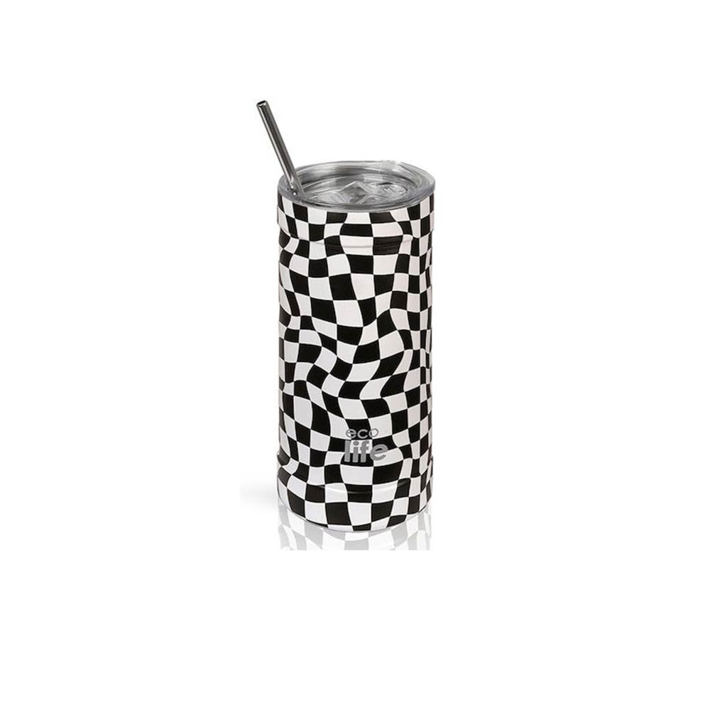 Ανοξείδωτο Ποτήρι Θερμός Black & White Coffee Thermos 500ml 33-BO-4185 Ecolife - 123114