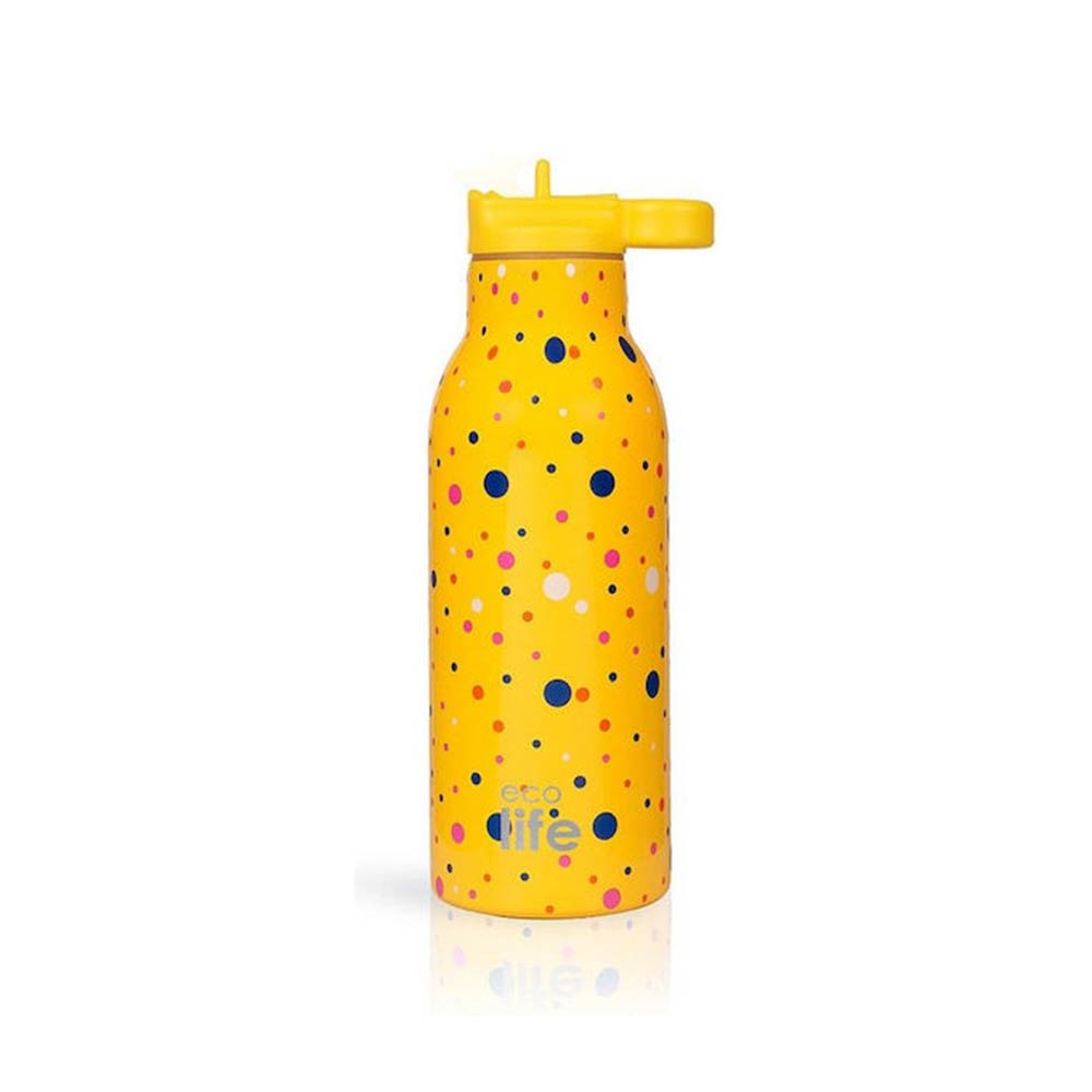 Ανοξείδωτο Μπουκάλι Θερμός Dots in Yellow 550ml 33-BO-2212 Ecolife - 2