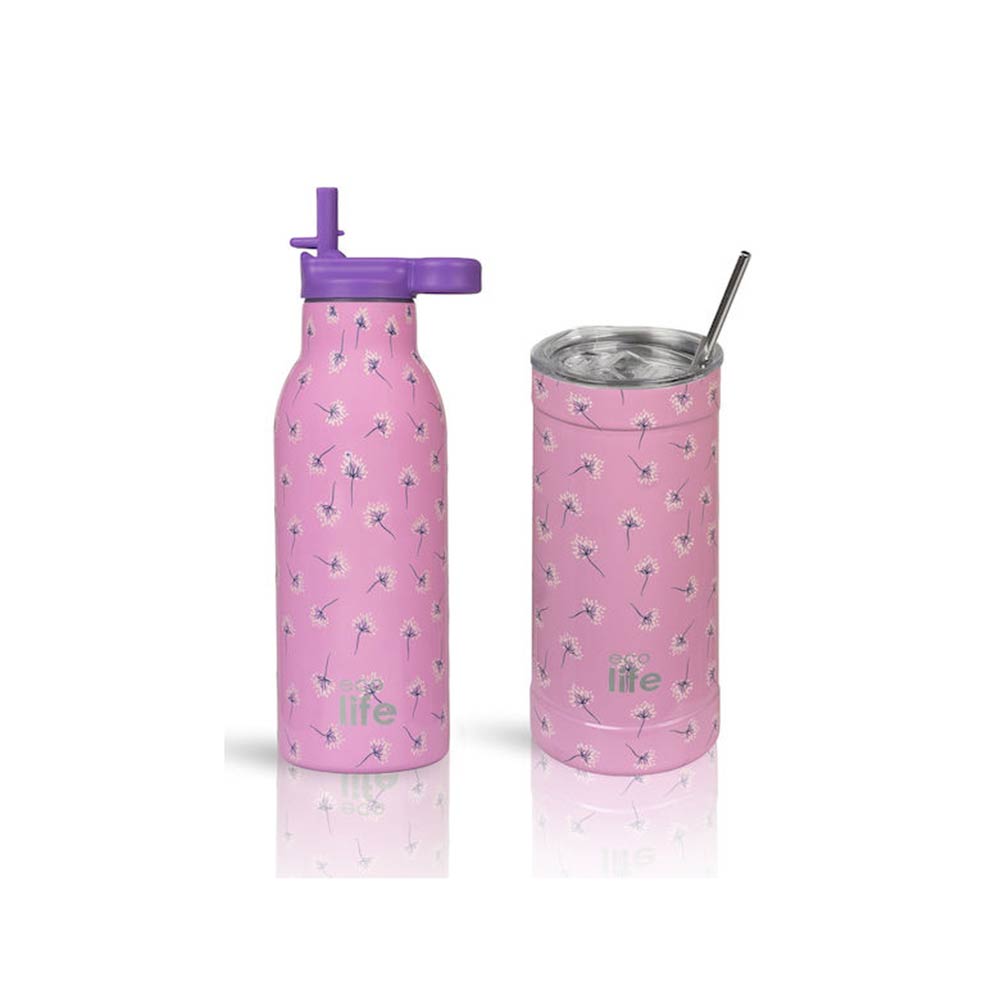 Ανοξείδωτο Μπουκάλι Θερμός Pink Dandelion 550ml 33-BO-2215 Ecolife - 3