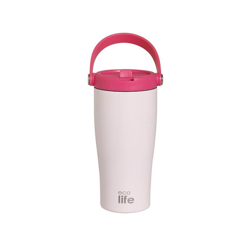 Ποτήρι Θερμός Tumbler με Λαβή 600ml Pink 33-BO-5020 Ecolife - 1