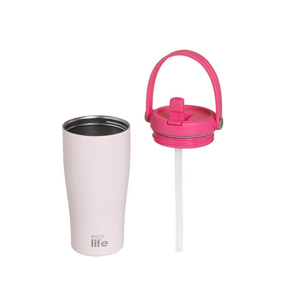 Ποτήρι Θερμός Tumbler με Λαβή 600ml Pink 33-BO-5020 Ecolife - 2