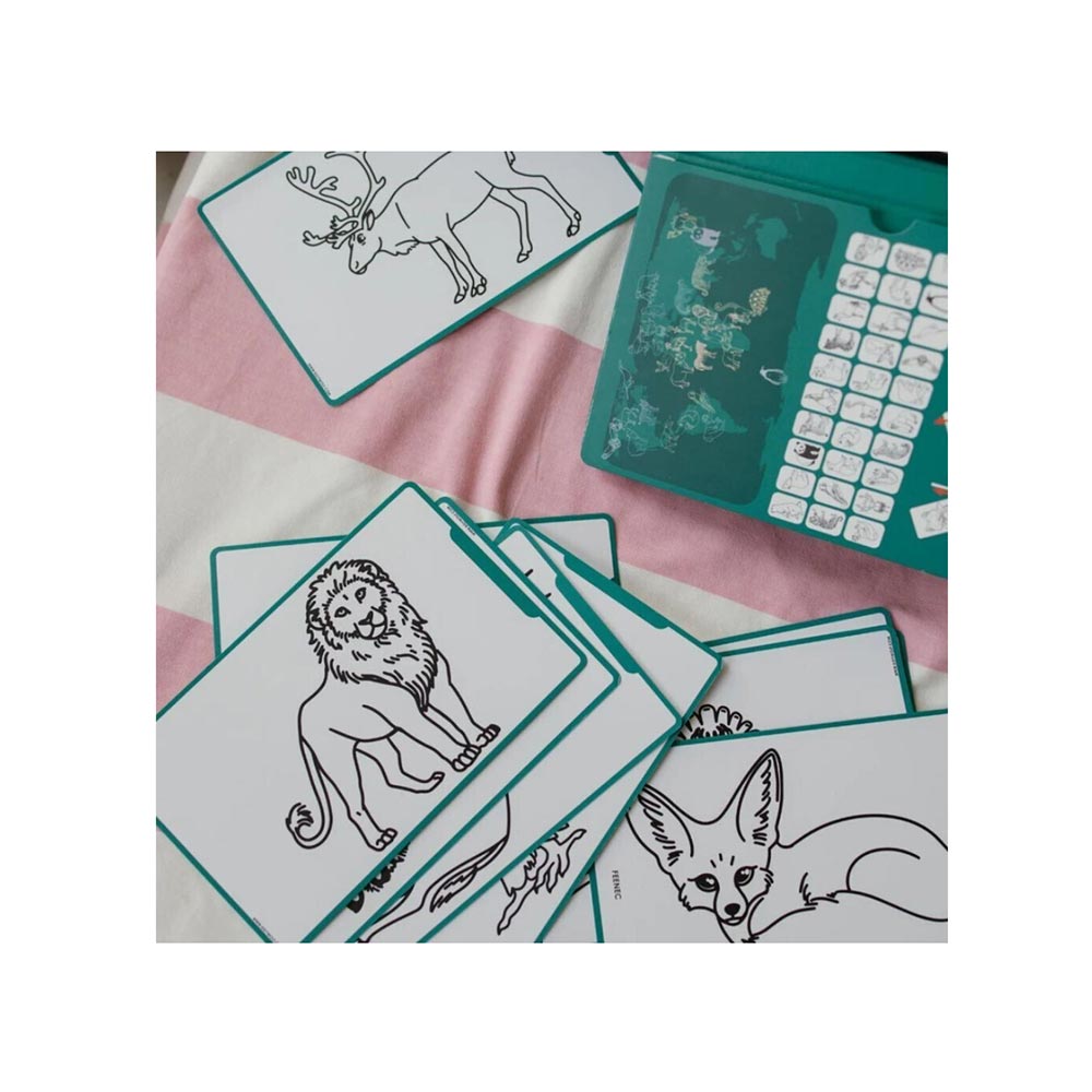 Τάμπλετ Ζωγραφικής με Οθόνη LCD και 30 κάρτες Animals Around the World KDW-182198 Kidywolf - 4