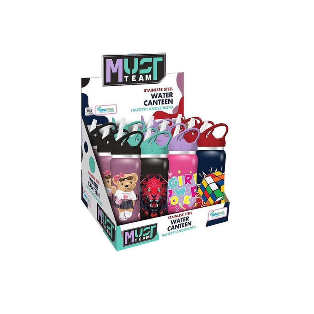 Παγούρι Ανοξείδωτο με Καλαμάκι 500ml 4 Σχέδια 586443 Must - 96372