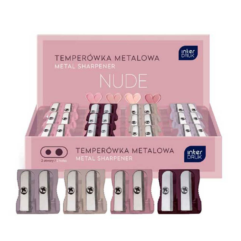 Ξύστρα Μεταλλική Διπλή Nude Metallic σε 4 Χρώματα 347619 InterDRUK