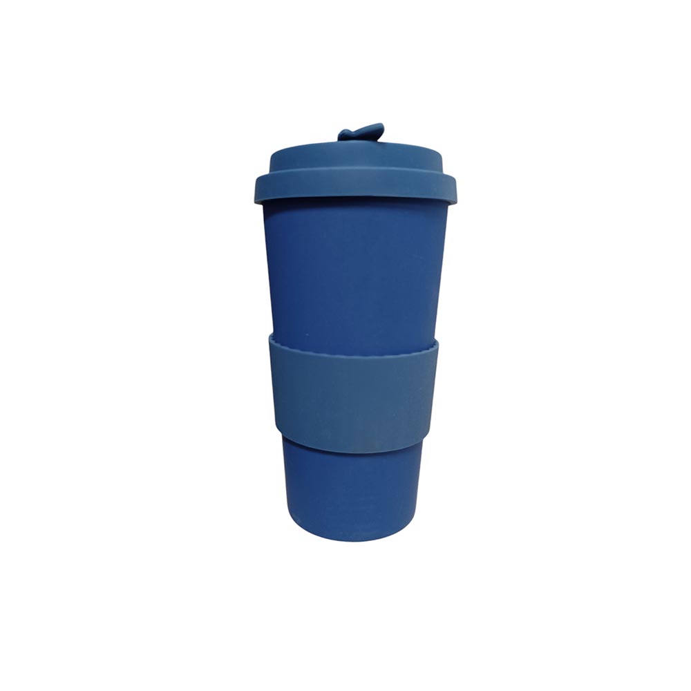 Κούπα Bamboo με Καπάκι Σιλικόνης Μπλε 500ml 067018 Bamboo Fibre - 91331