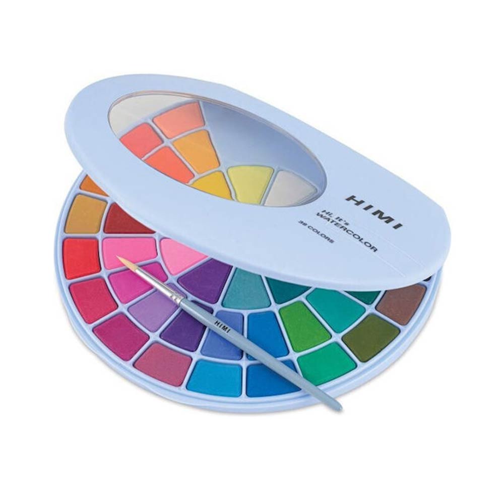 Σετ Ακουαρέλας 38 Χρωμάτων Solid Watercolour - Blue Case YFB03 Himi - 1