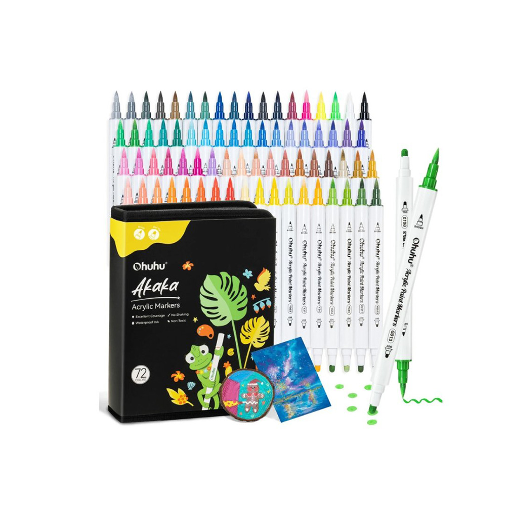 Μαρκαδόροι Ακρυλικοί 72 Τεμαχίων Διπλής Μύτης Brush & Dot Akaka OHU-Y30-80601-78 Ohuhu - 114503