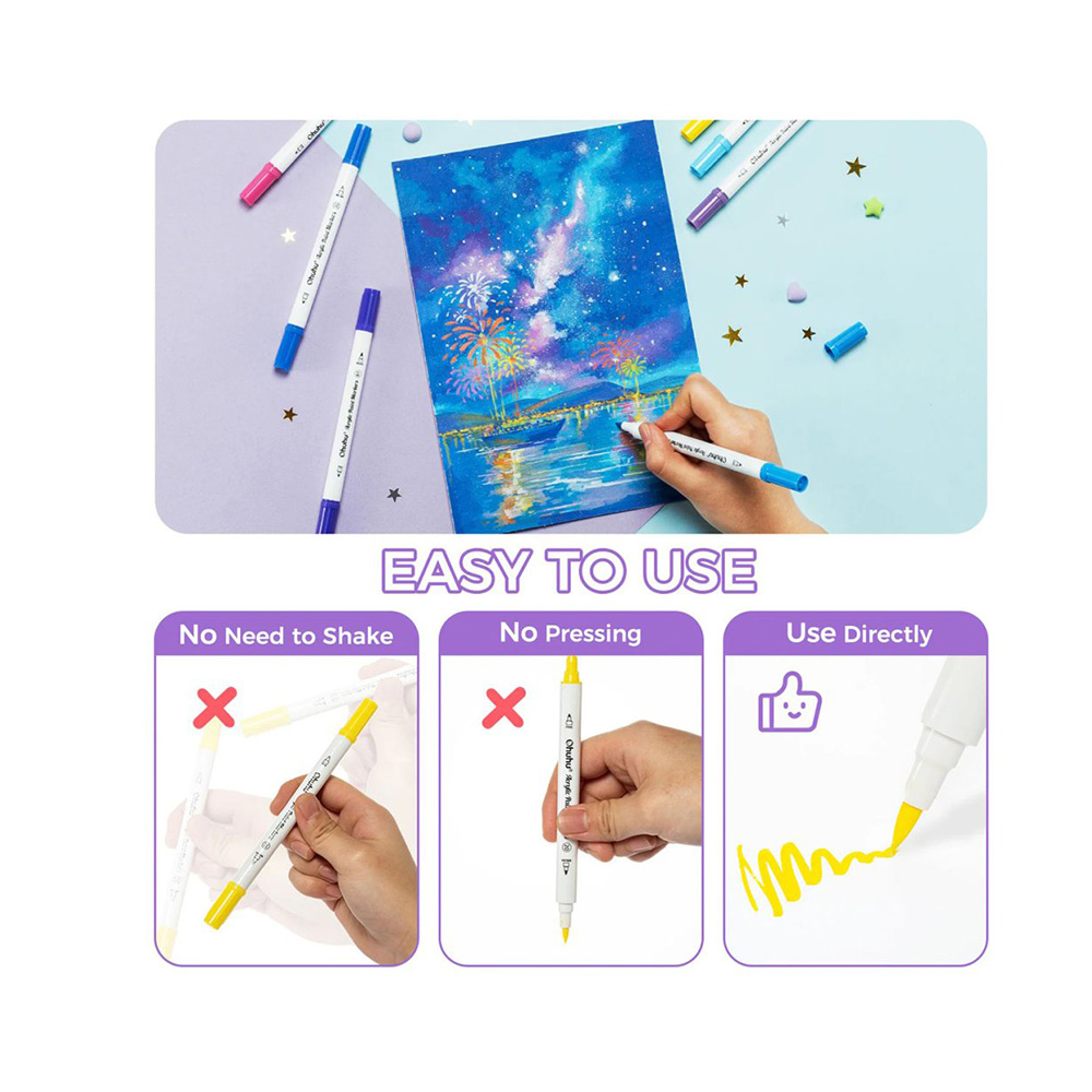 Μαρκαδόροι Ακρυλικοί 72 Τεμαχίων Διπλής Μύτης Brush & Dot Akaka OHU-Y30-80601-78 Ohuhu - 2