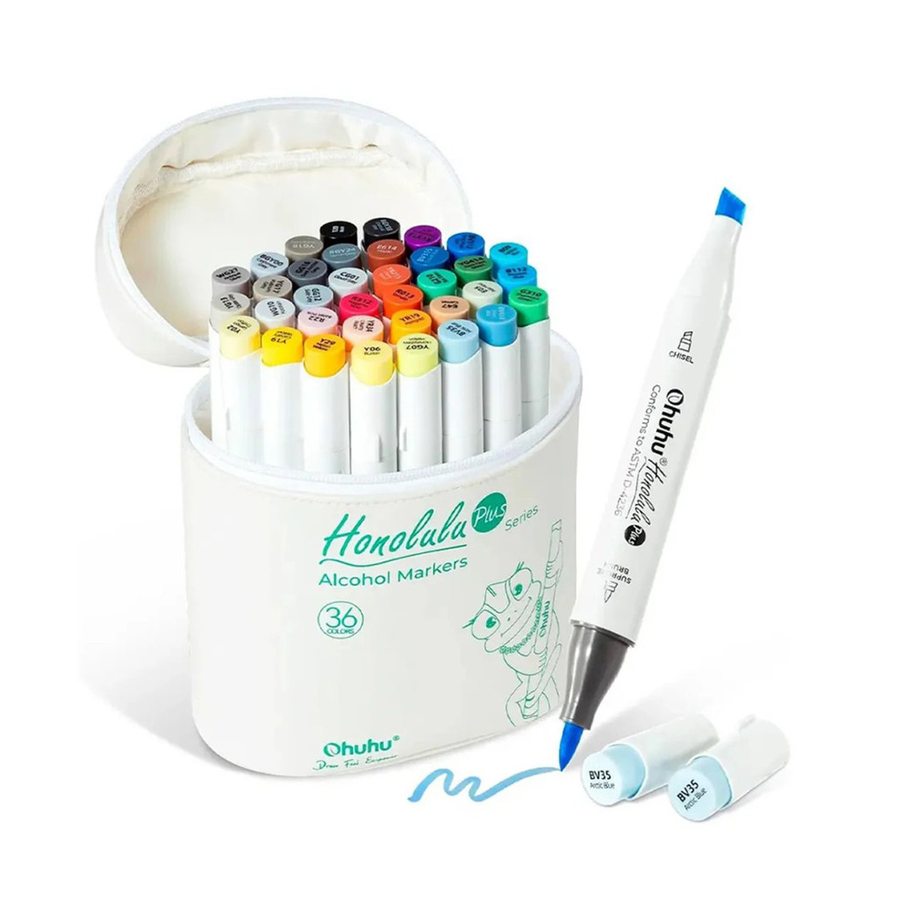 Μαρκαδόροι Honolulu Plus 36 Colours Brush+Chisel OHU-Y30-80403-45 Ohuhu - 114507