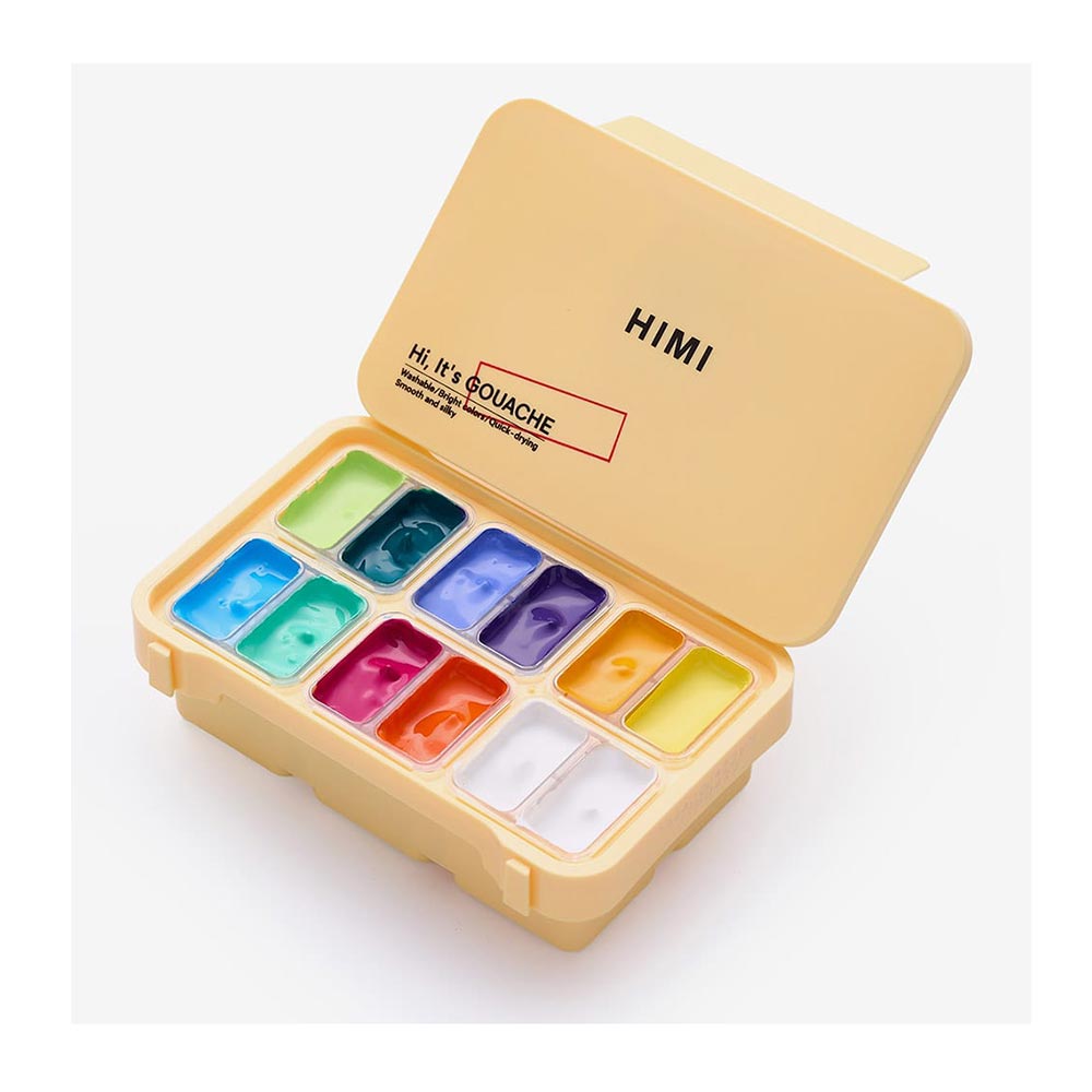 Σετ 12 Χρωμάτων Twin Cup Gouache Set Super Vibrant Colours- Yellow Case TST229 Himi - 125435